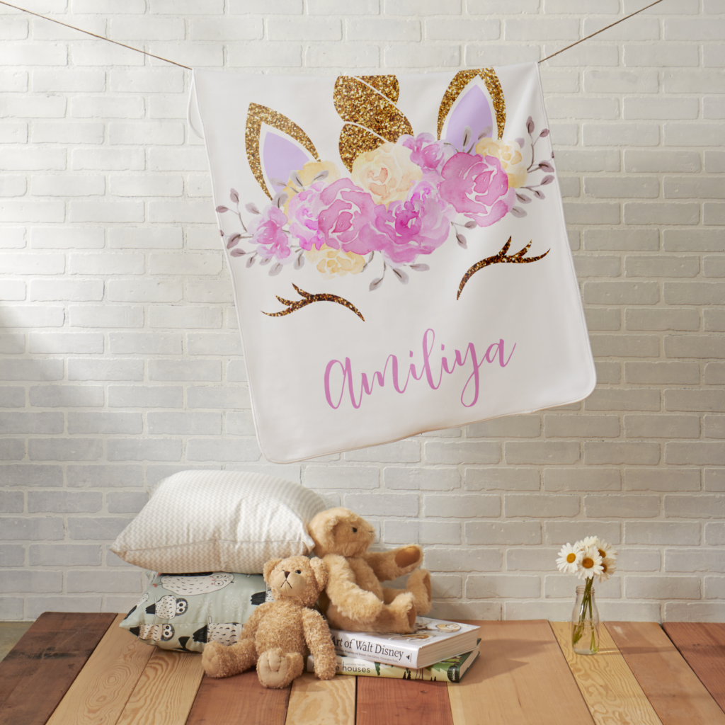 Zazzle Cute Unicorn Baby Blanket (In Situ) (2) Baby Blanket